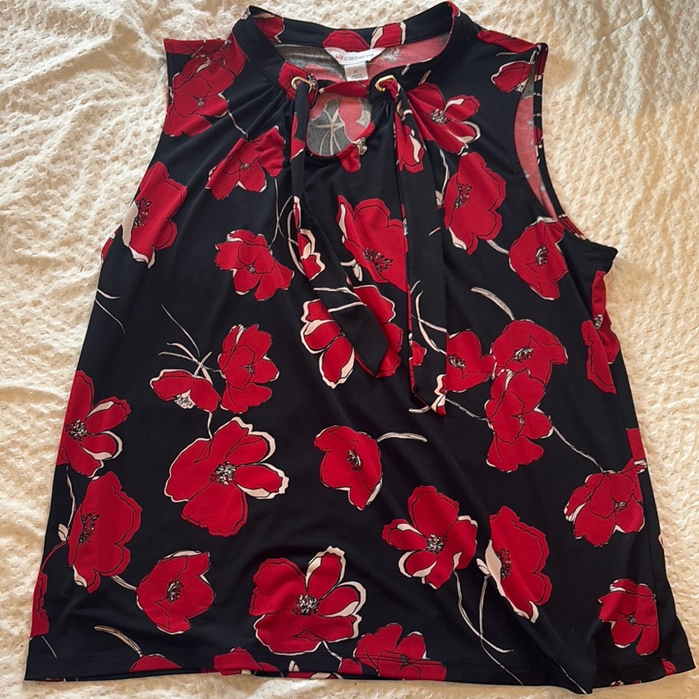 Liz Claiborne Red Floral Blouse